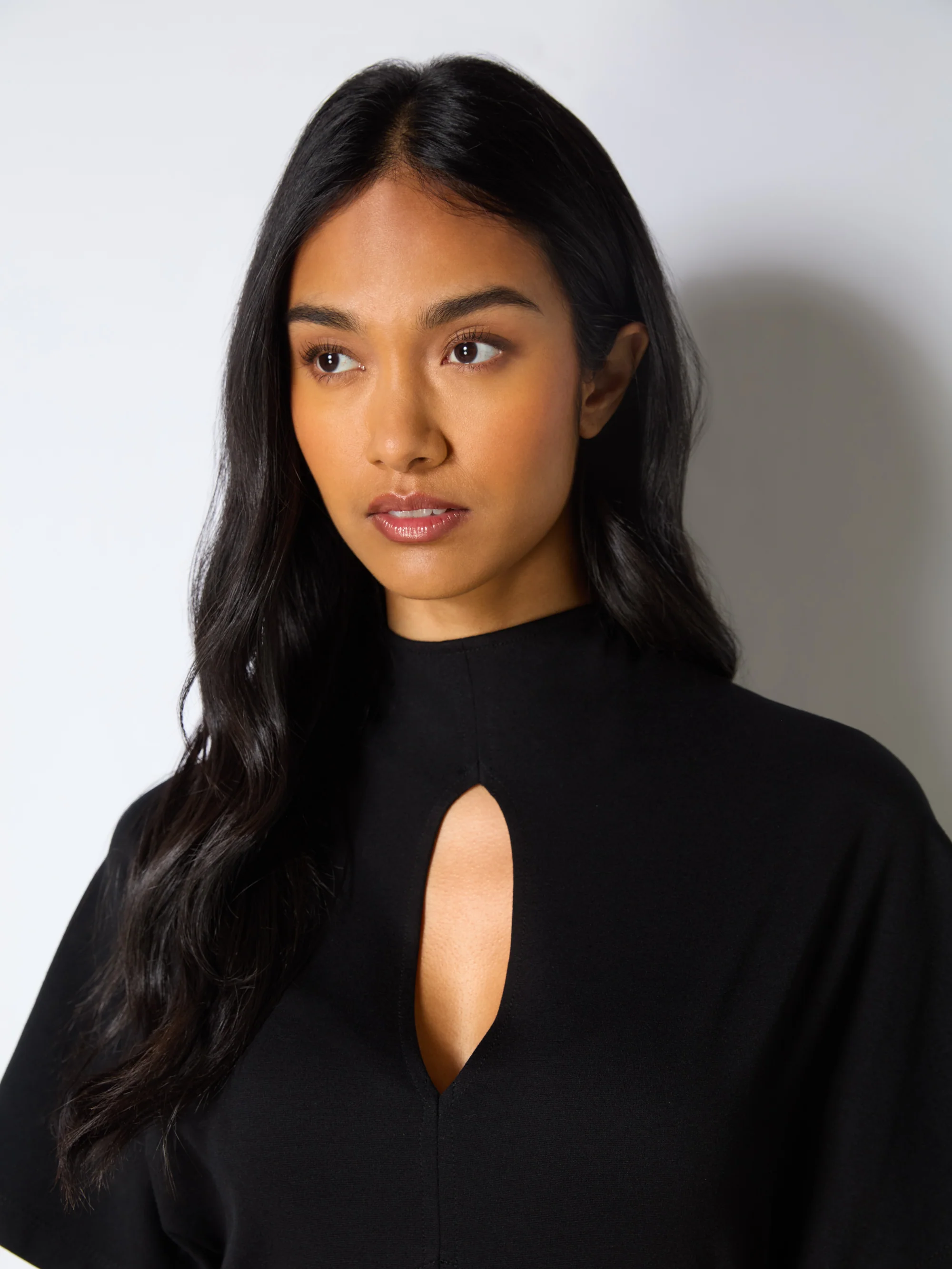 Black Ponte Corset Waist Dress