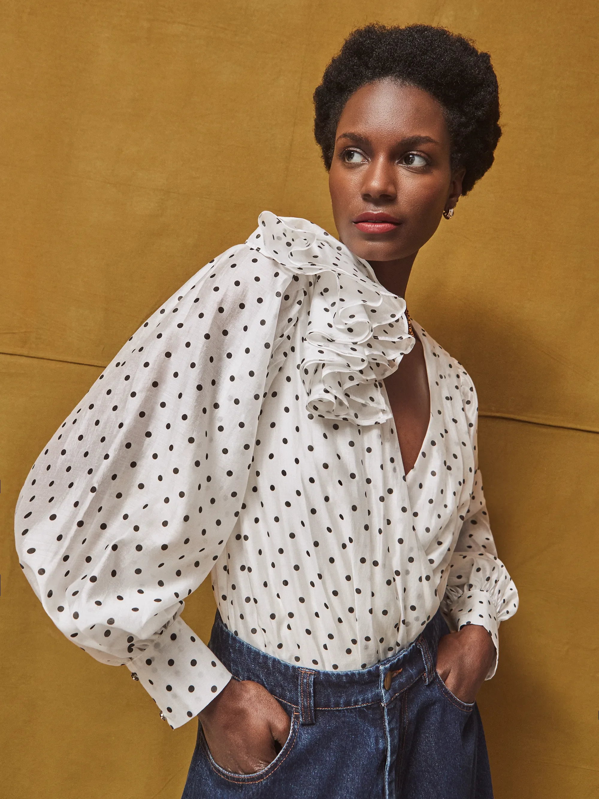 White Mini Spot Frill Detail Bodysuit