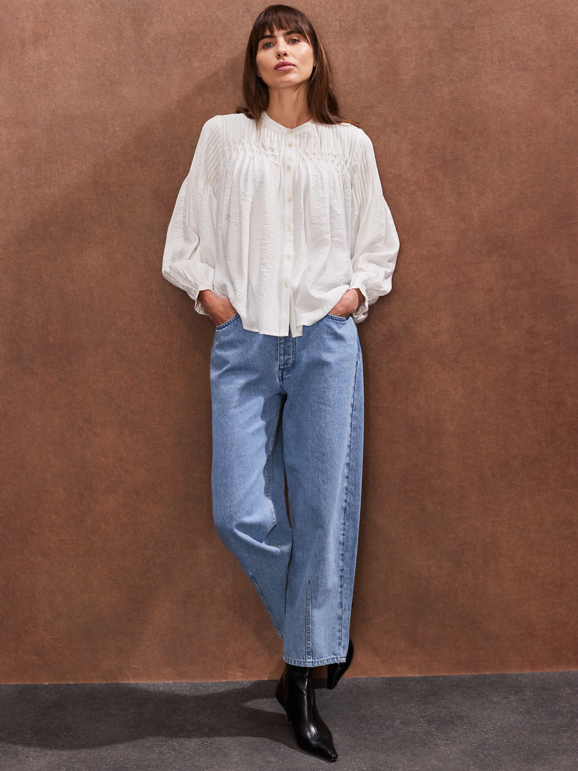 Ivory Smocked Detail Blouse